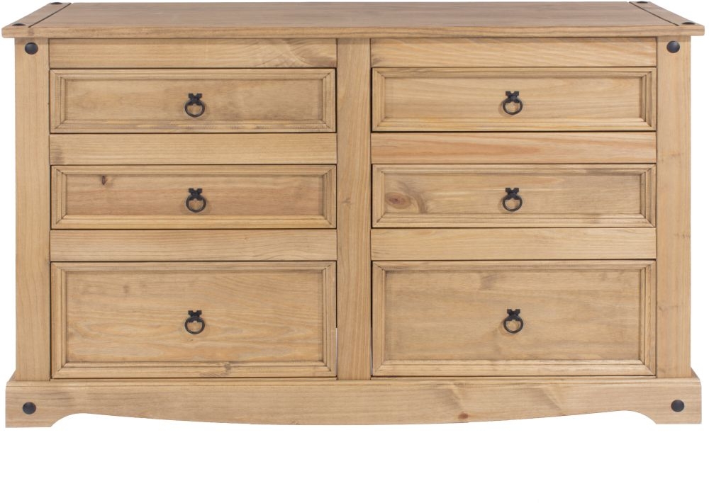 Corona Wide Chest - 6 Drawer - Pine Mexican