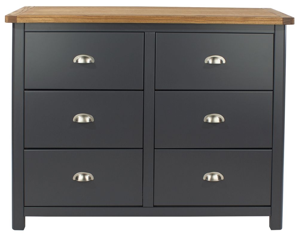 Dunkeld Wide Chest - 6 Drawer - Blue