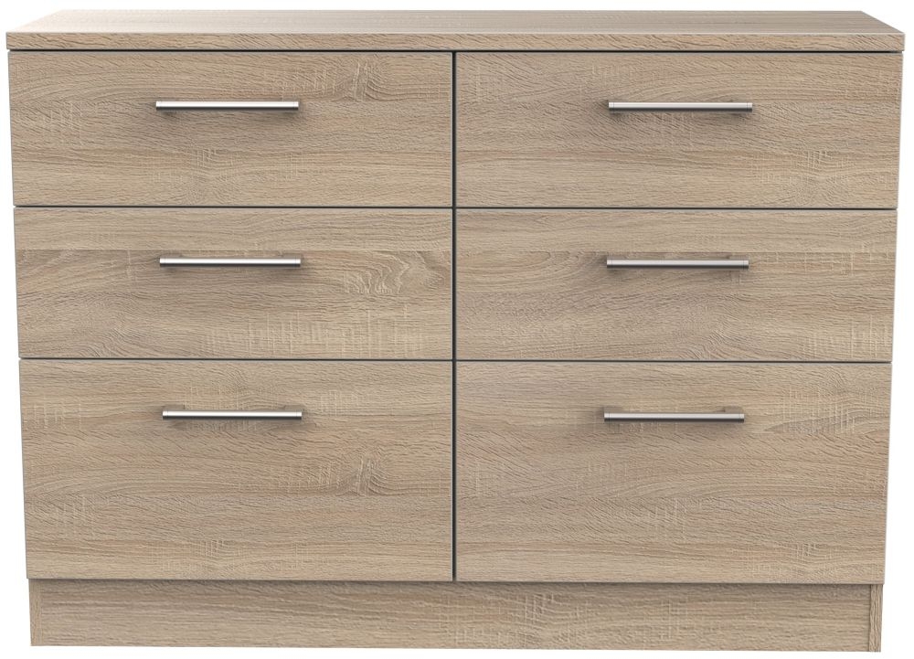 Devon Midi Chest - 6 Drawer - Oak