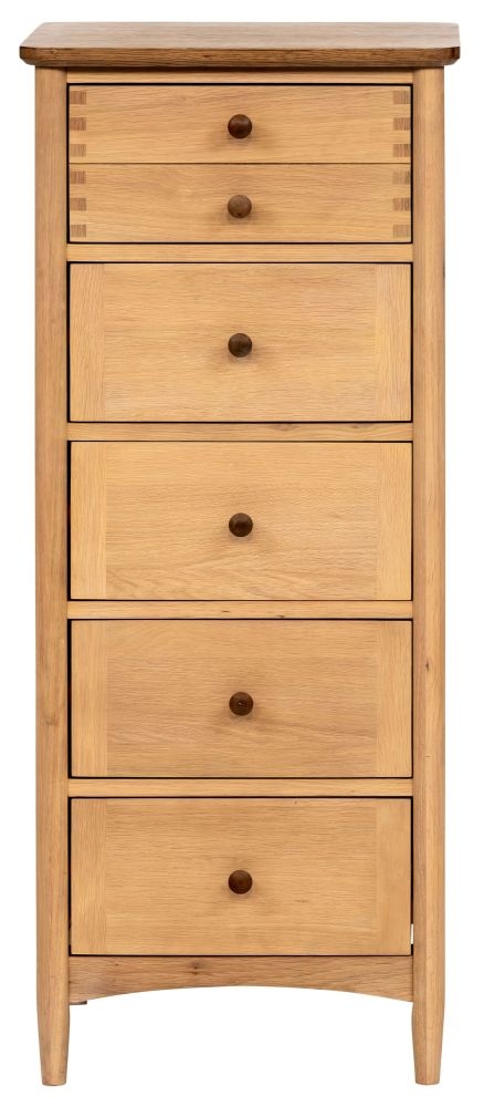 Grace Chest - 5 Drawer - Narrow - Natural Oak