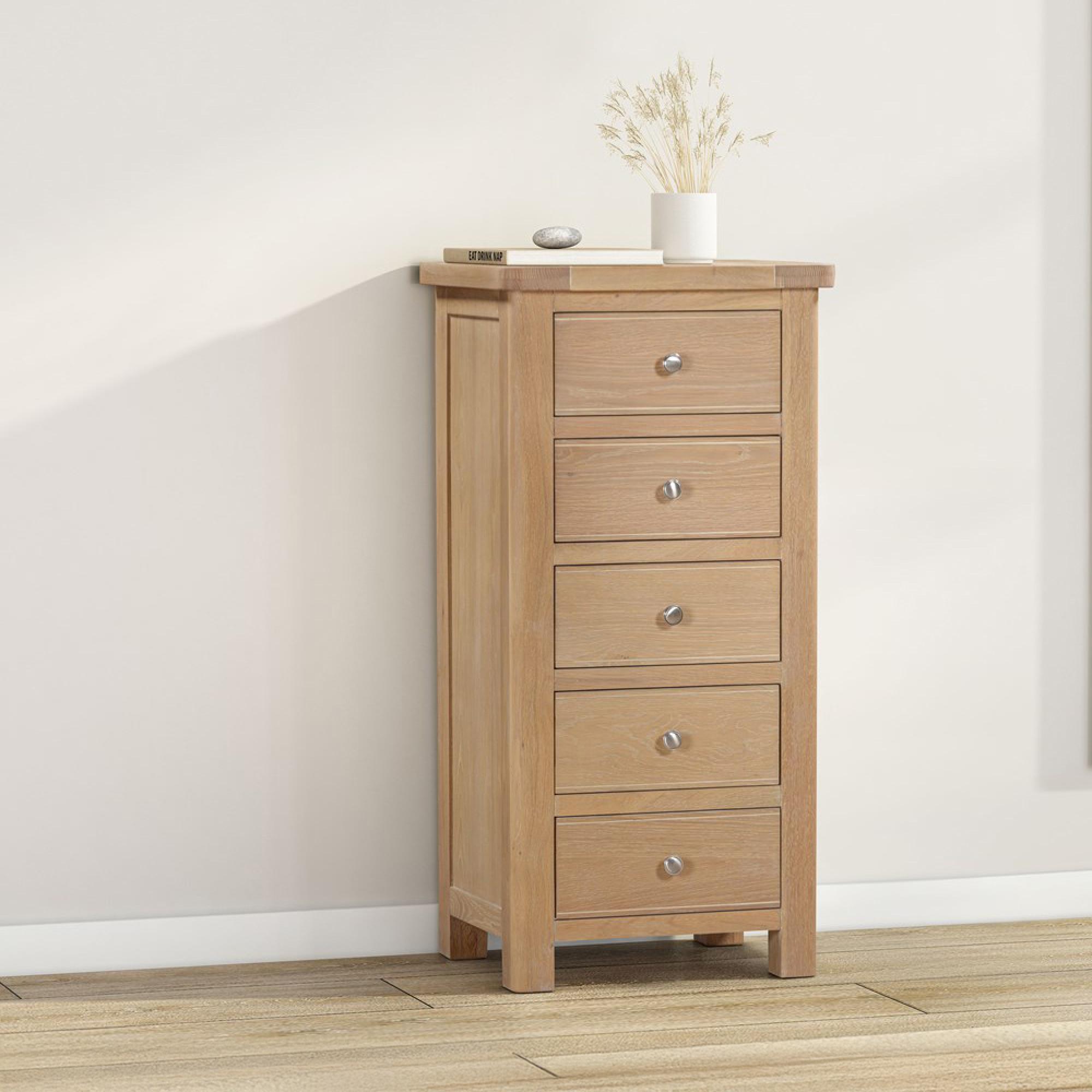 Hayley Chest - 5 Drawer - Tall - Oak