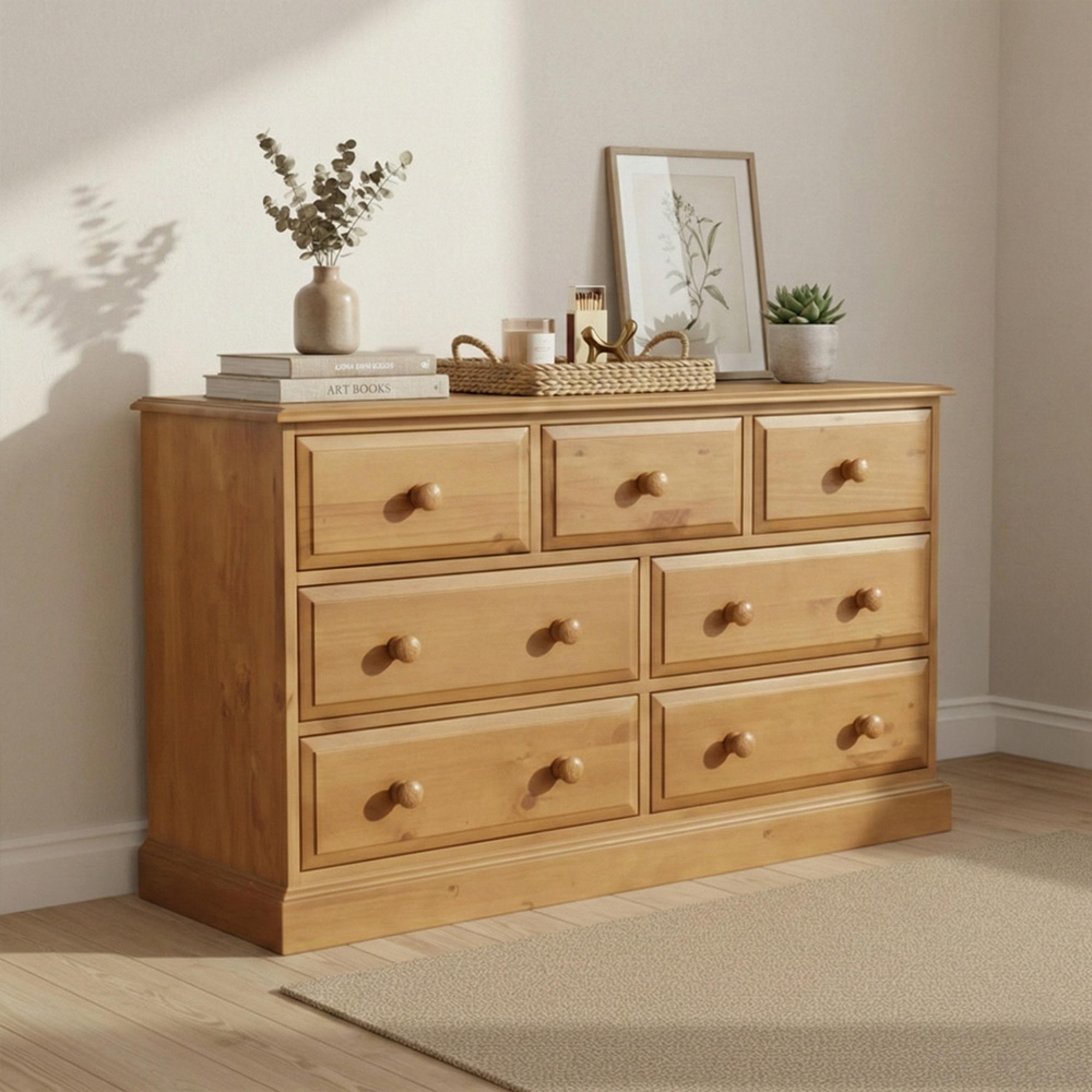 Henbury Pine 3+4 Drawer Wide Chest