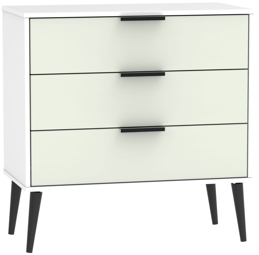Hong Kong Chest - 3 Drawer - Midi - with Wooden Legs - Cashmere and White