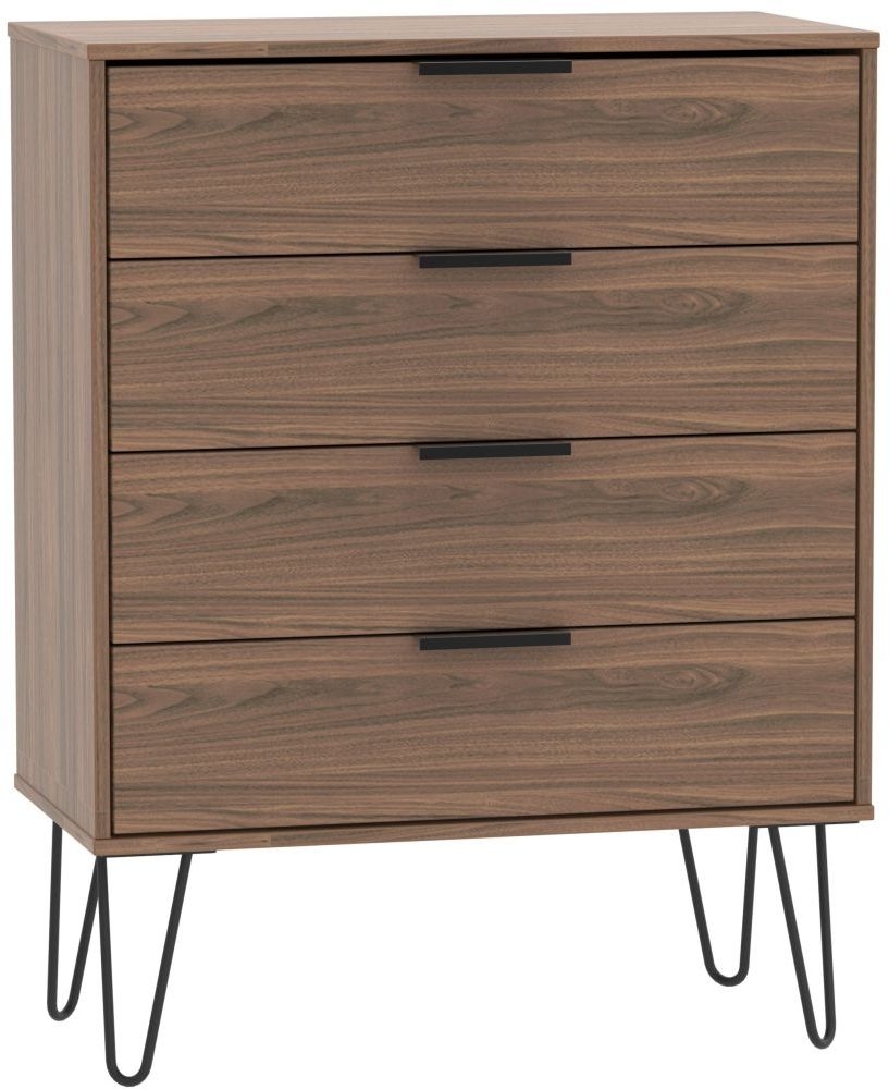 Hong Kong Chest - 4 Drawer - with Hairpin Legs - Walnut