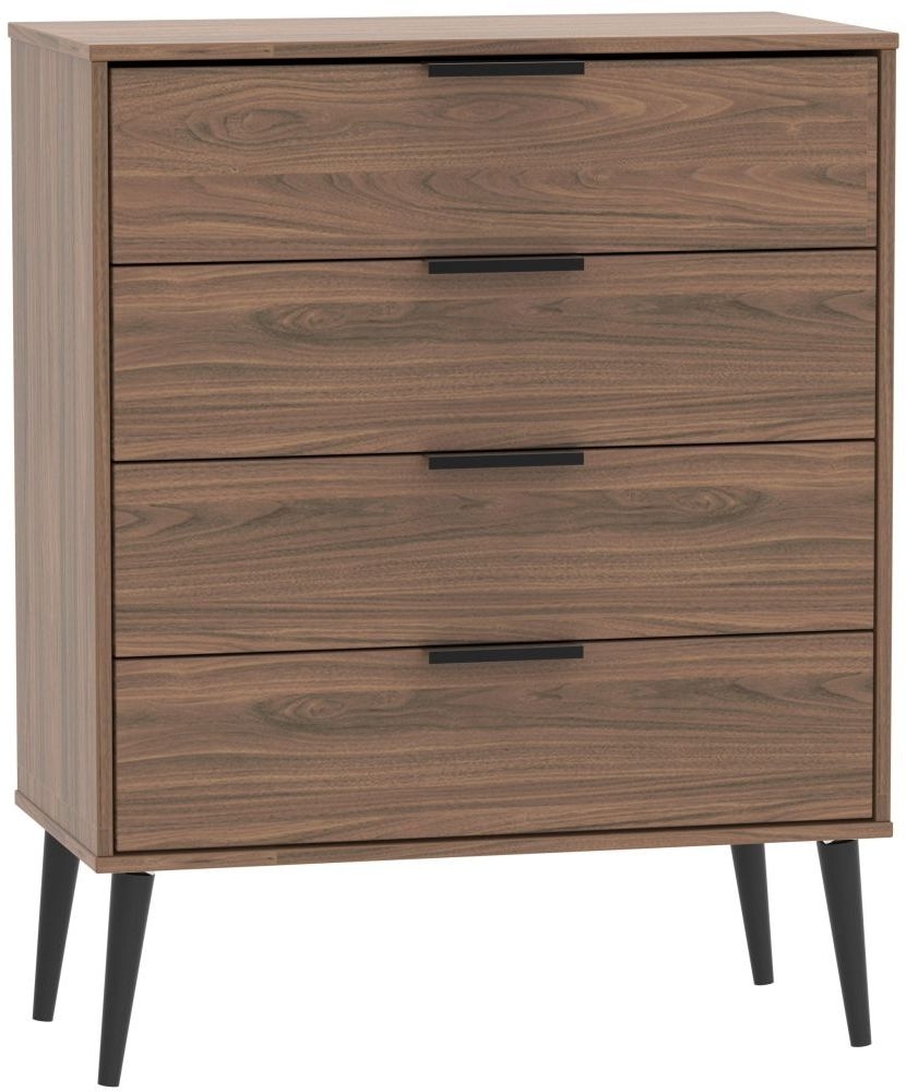 Hong Kong Chest - 4 Drawer - with Wooden Legs - Walnut