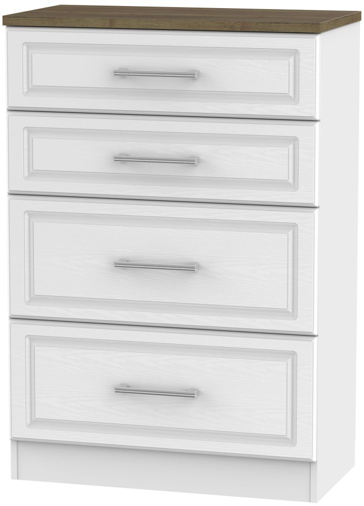 Kent Chest - 4 Drawer - Deep - White and Oak