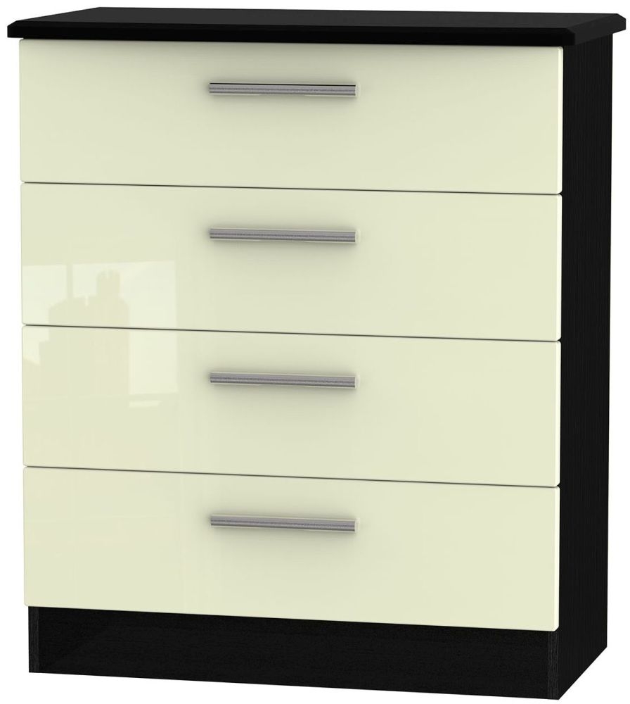 Knightsbridge Chest - 4 Drawer - Cream Gloss and Black