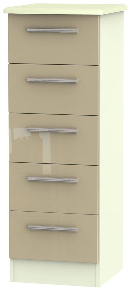 Knightsbridge Chest - Narrow - 5 Drawer - Mushroom and Cream