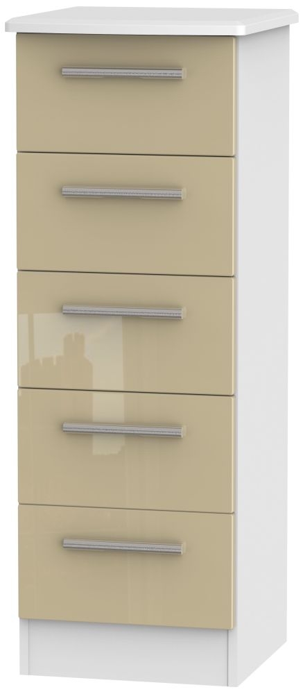 Knightsbridge Chest - Narrow - 5 Drawer - Mushroom and White