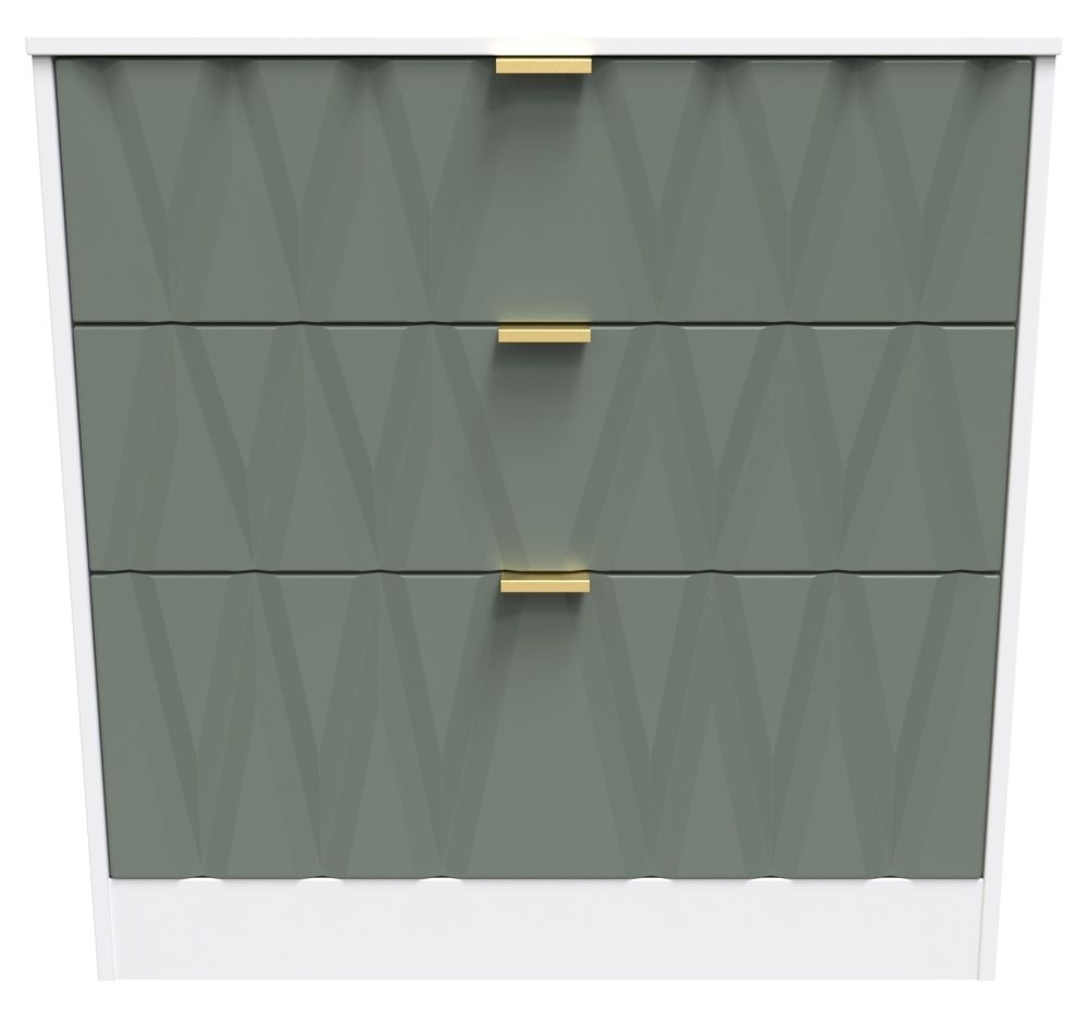 Las Vegas Chest - Deep - 3 Drawer - White and Green