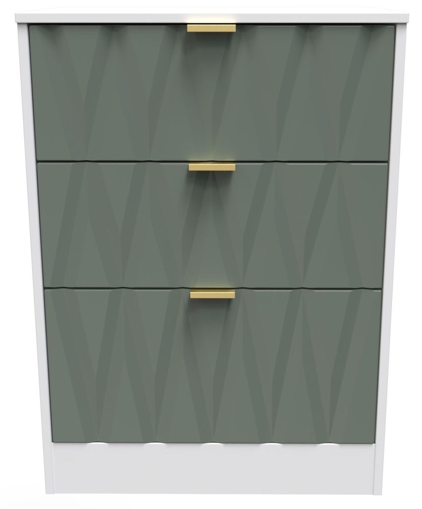 Las Vegas Chest - Deep Midi - 3 Drawer - White and Green