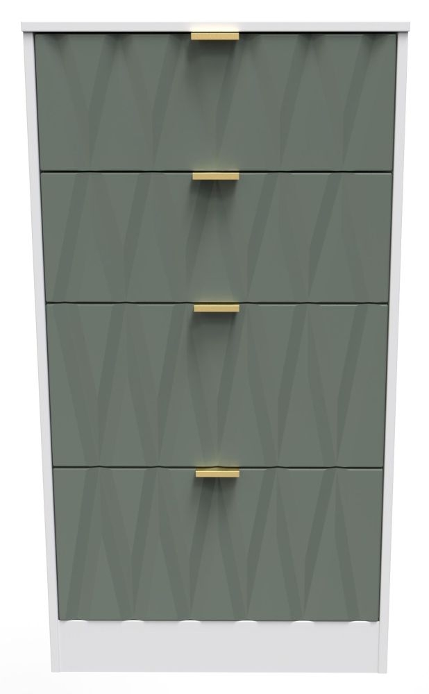 Las Vegas Chest - Deep Midi - 4 Drawer - White and Green