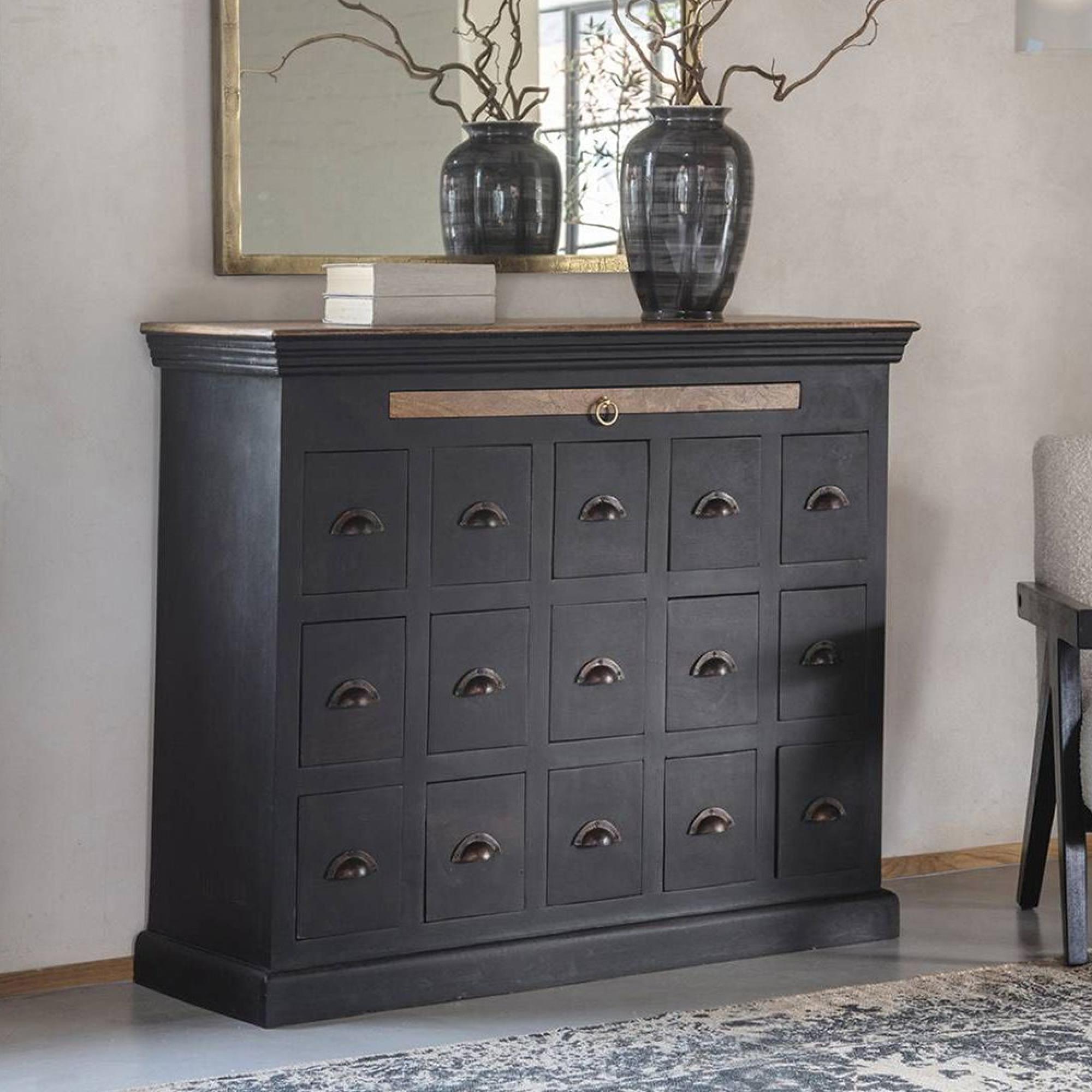 Hoxton Chest - Black Mango Wood - Multi Drawer