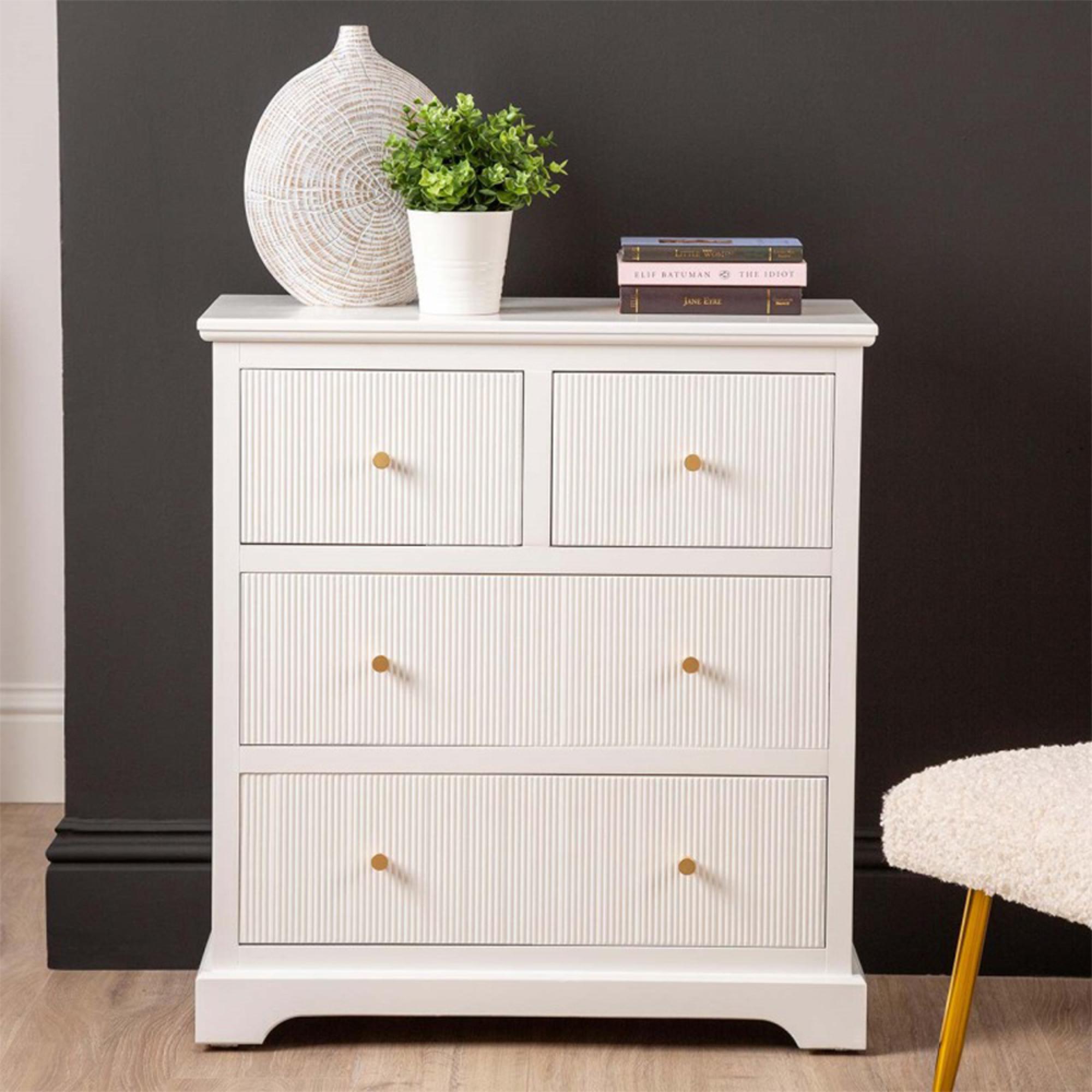 Lindon Chest - 2+2 Drawer - Frosty White