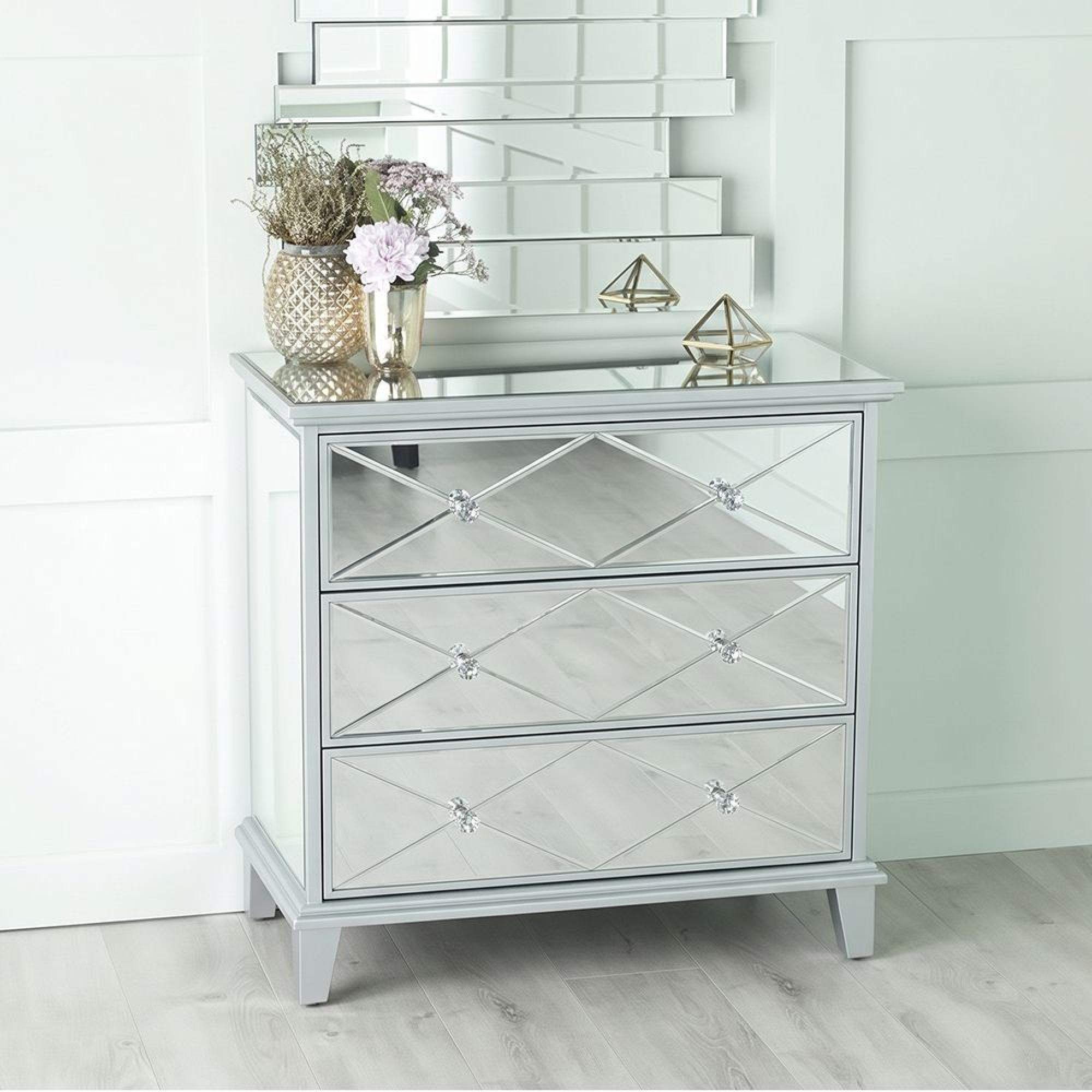 Mayfair Chest - 3 Drawer - Wide - Mirrored