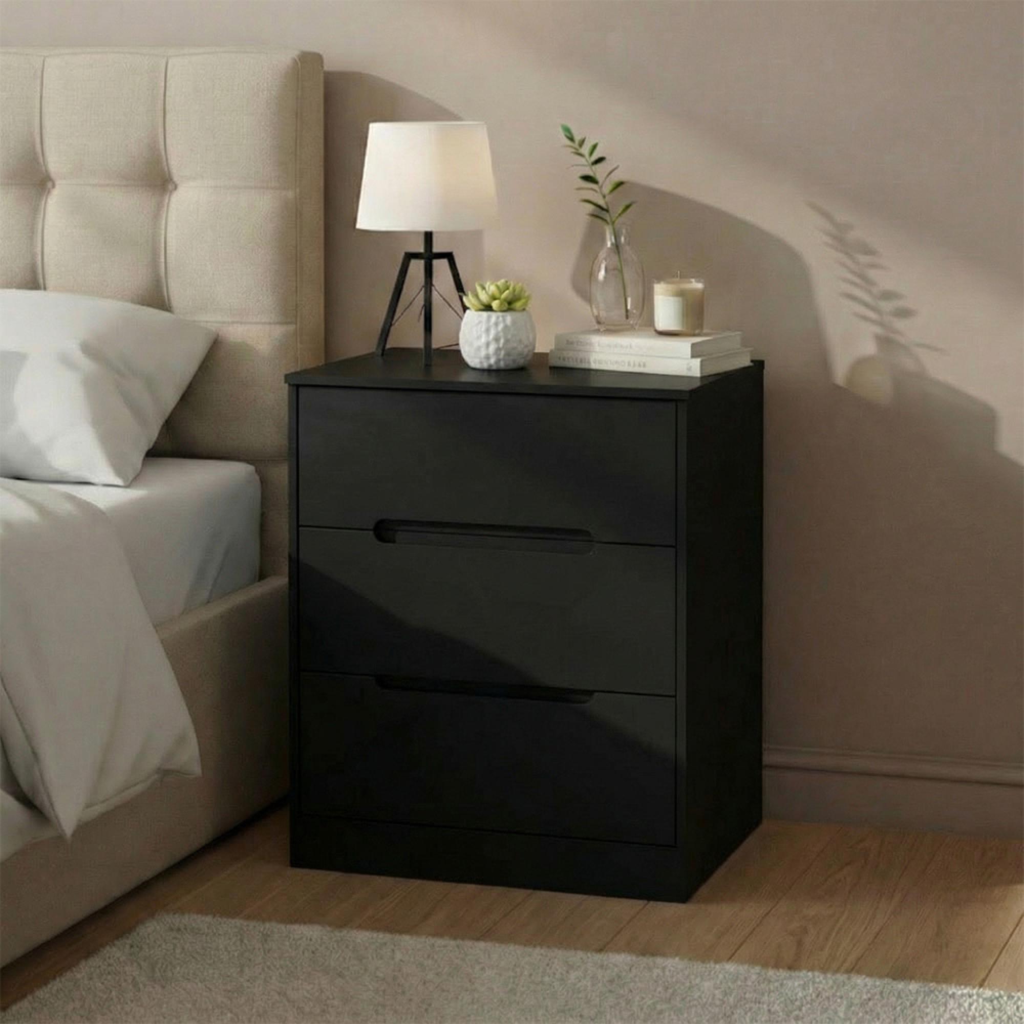 Monaco Chest - Deep - 3 Drawer - Black