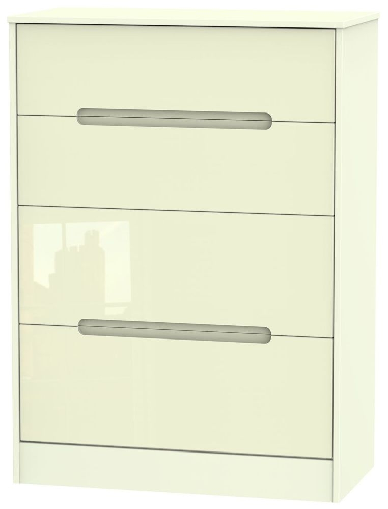 Monaco Chest - Deep - 4 Drawer - Cream Gloss