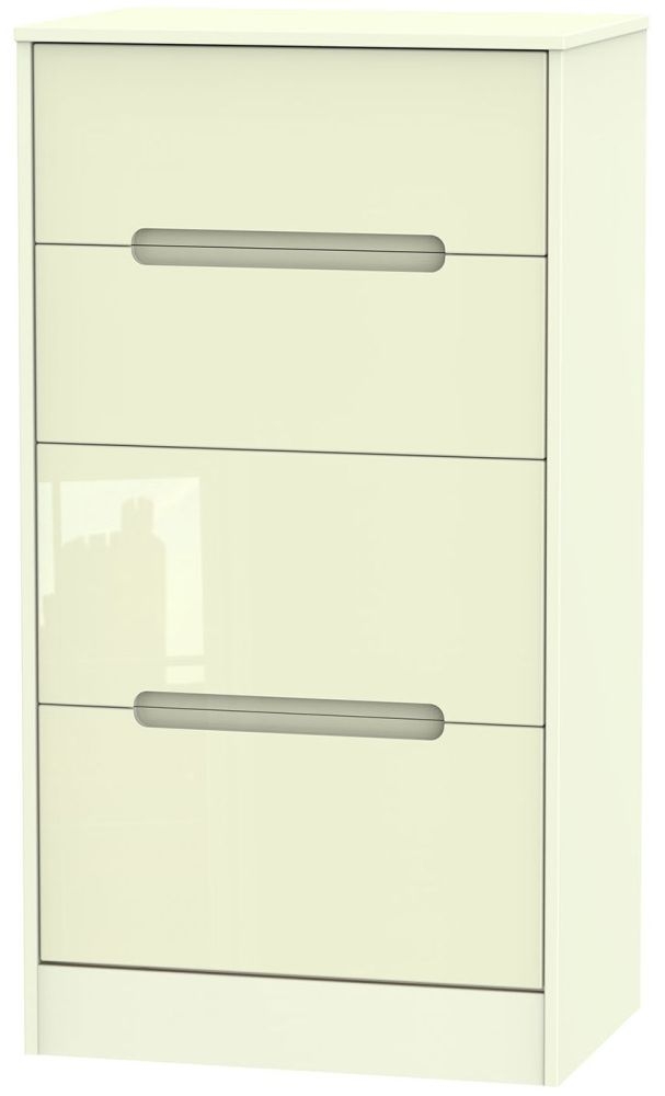 Monaco Chest - Deep Midi - 4 Drawer - Cream Gloss