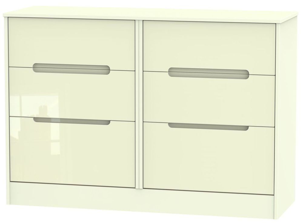 Monaco Chest - Midi - 6 Drawer - Cream Gloss