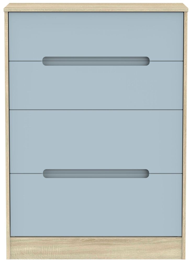 Monaco Chest - Deep - 4 Drawer - Denim and Oak