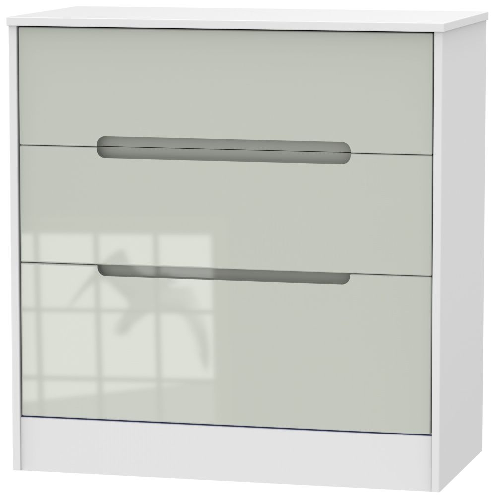 Monaco Chest - Deep - 3 Drawer - Cashmere Gloss and White