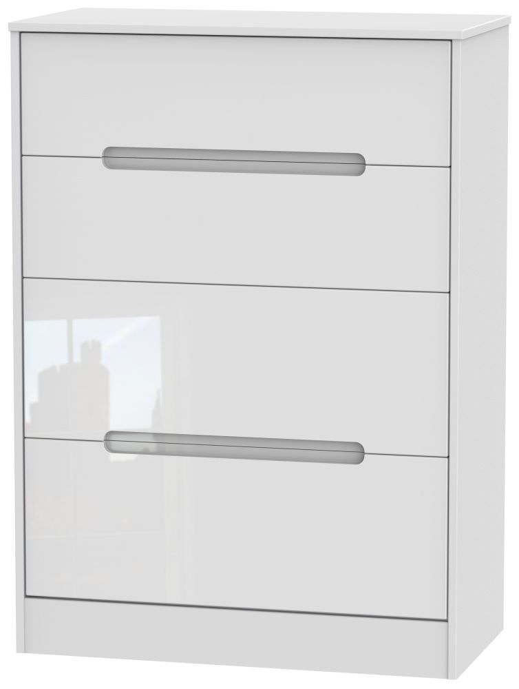 Monaco Chest - Deep - 4 Drawer - White Gloss