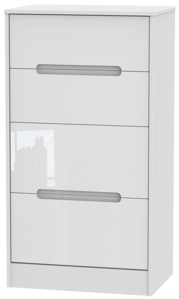 Monaco Chest - Deep Midi - 4 Drawer - White Gloss