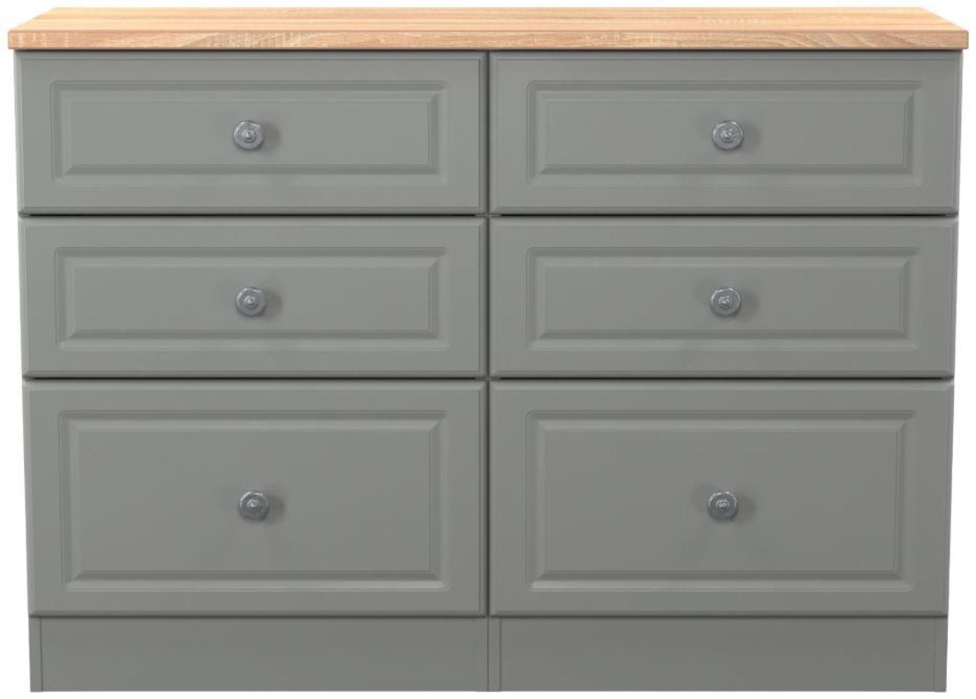 Norfolk Chest - Midi - 6 Drawer - Grey and Oak