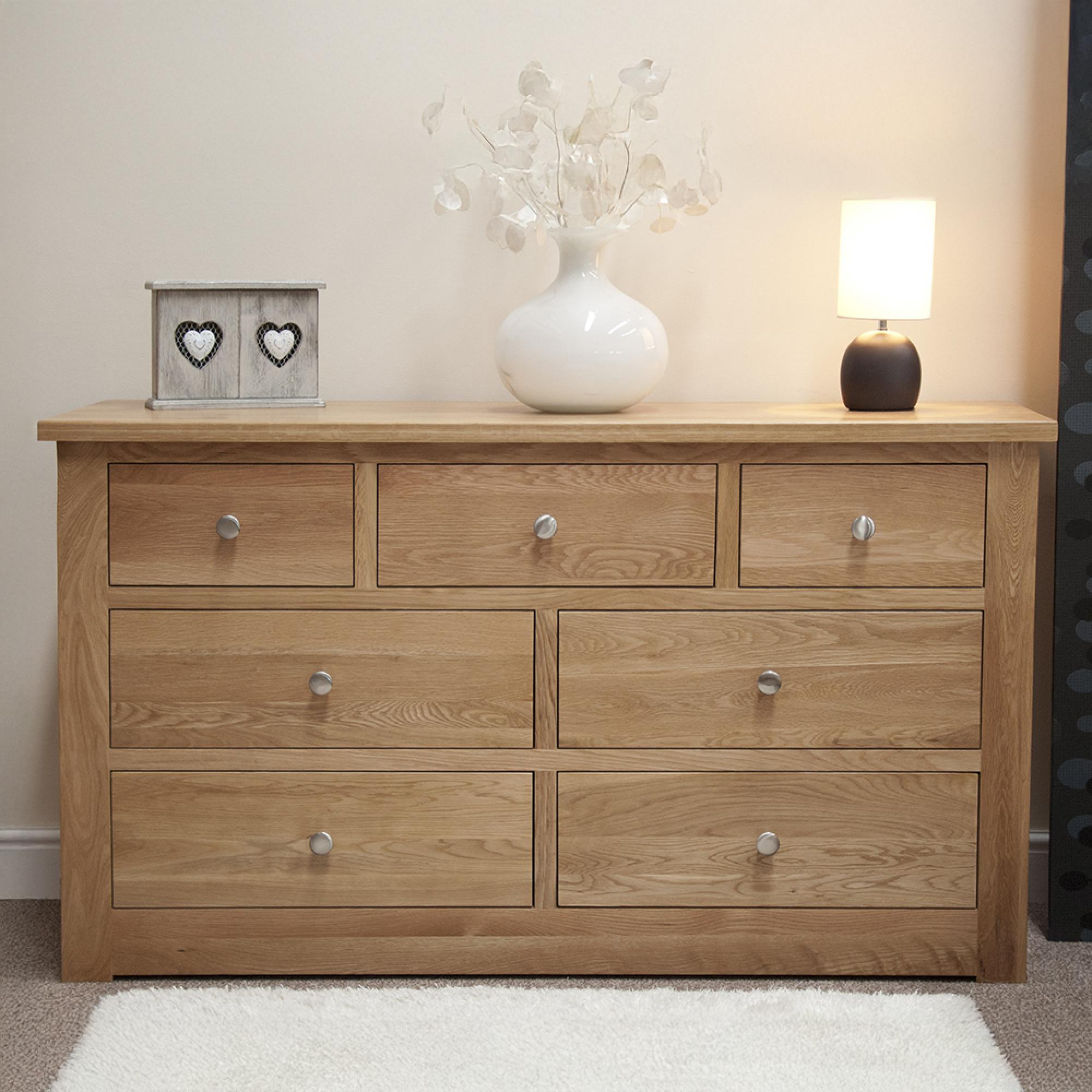 Torino Chest of Drawers - 4+3 Drawer - Wide - Oak