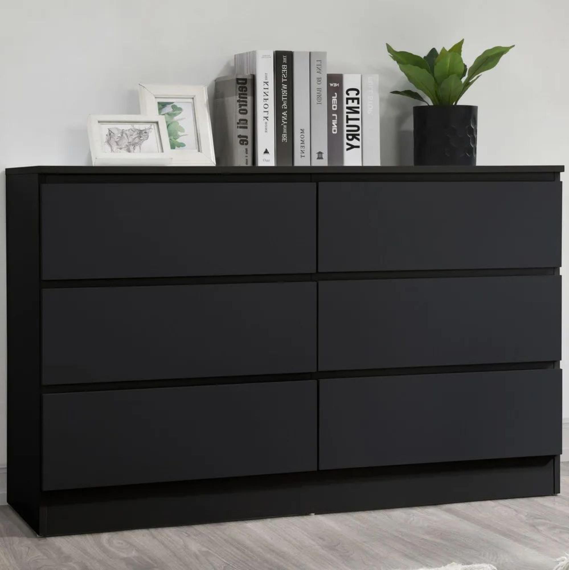 Oslo Wide Chest - 6 Drawer - Black