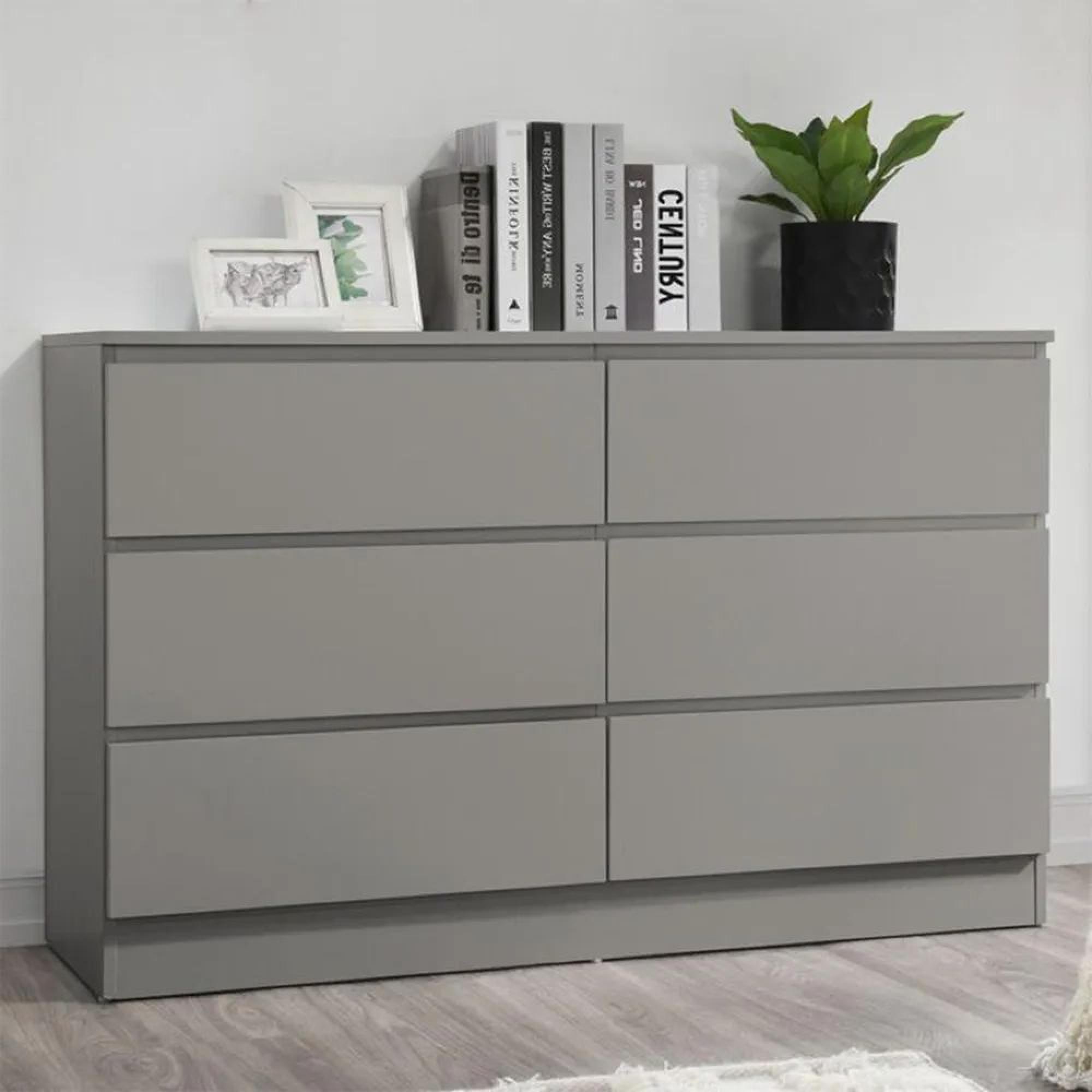 Oslo Wide Chest - 6 Drawer - Grey
