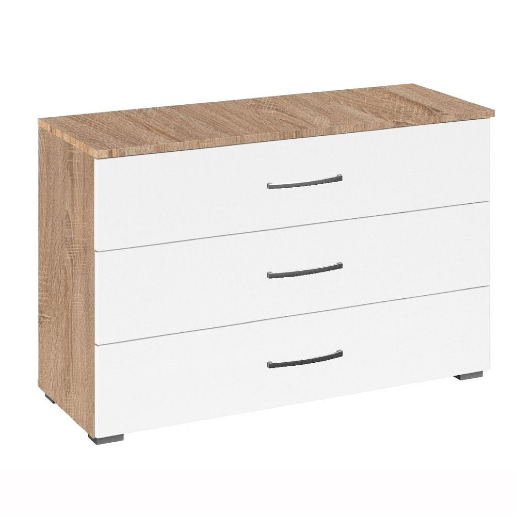 Aditio Wide Chest - 3 Drawer - Sonoma Oak & Alpine White