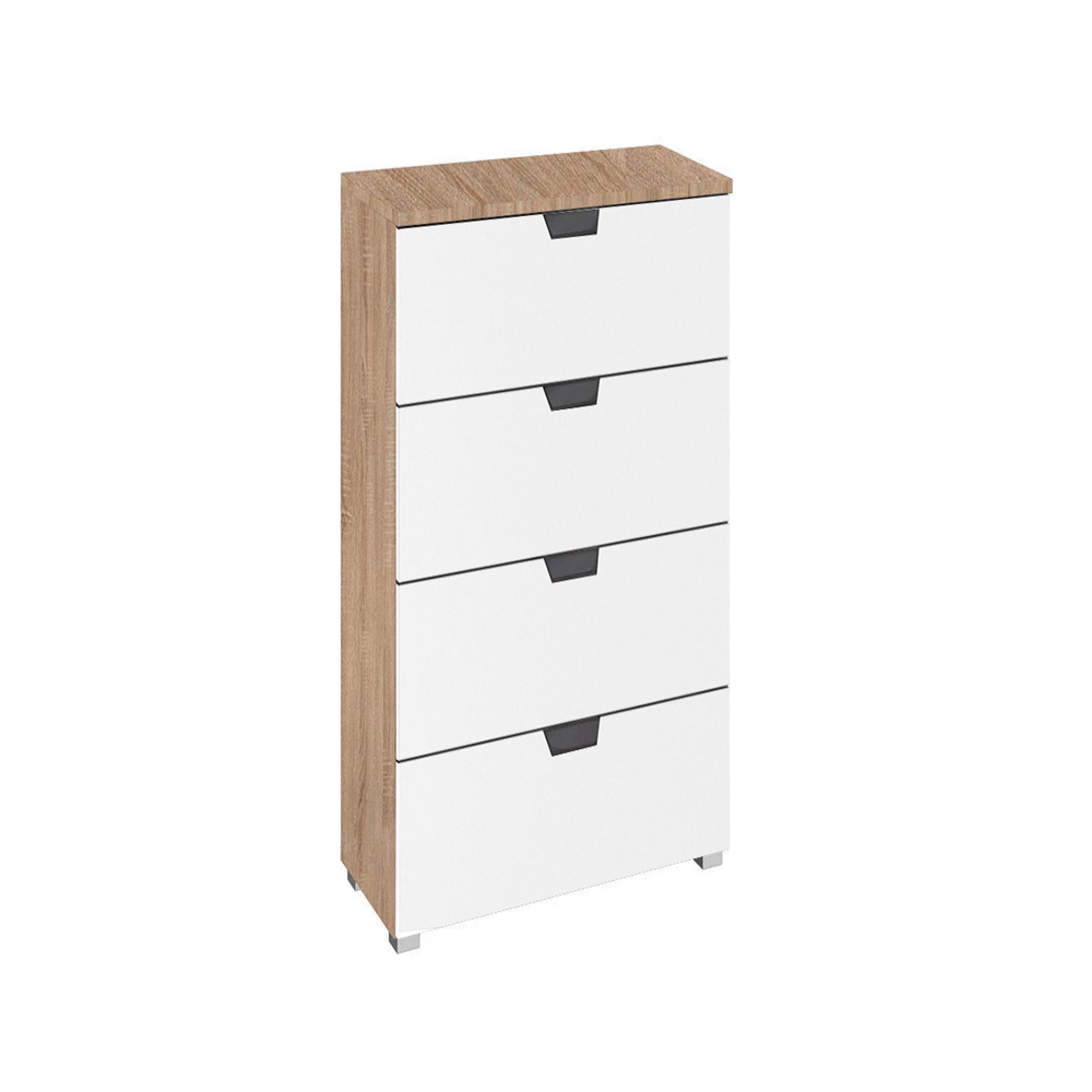 Aditio Narrow Chest - 4 Drawer - Sonoma Oak & Alpine White