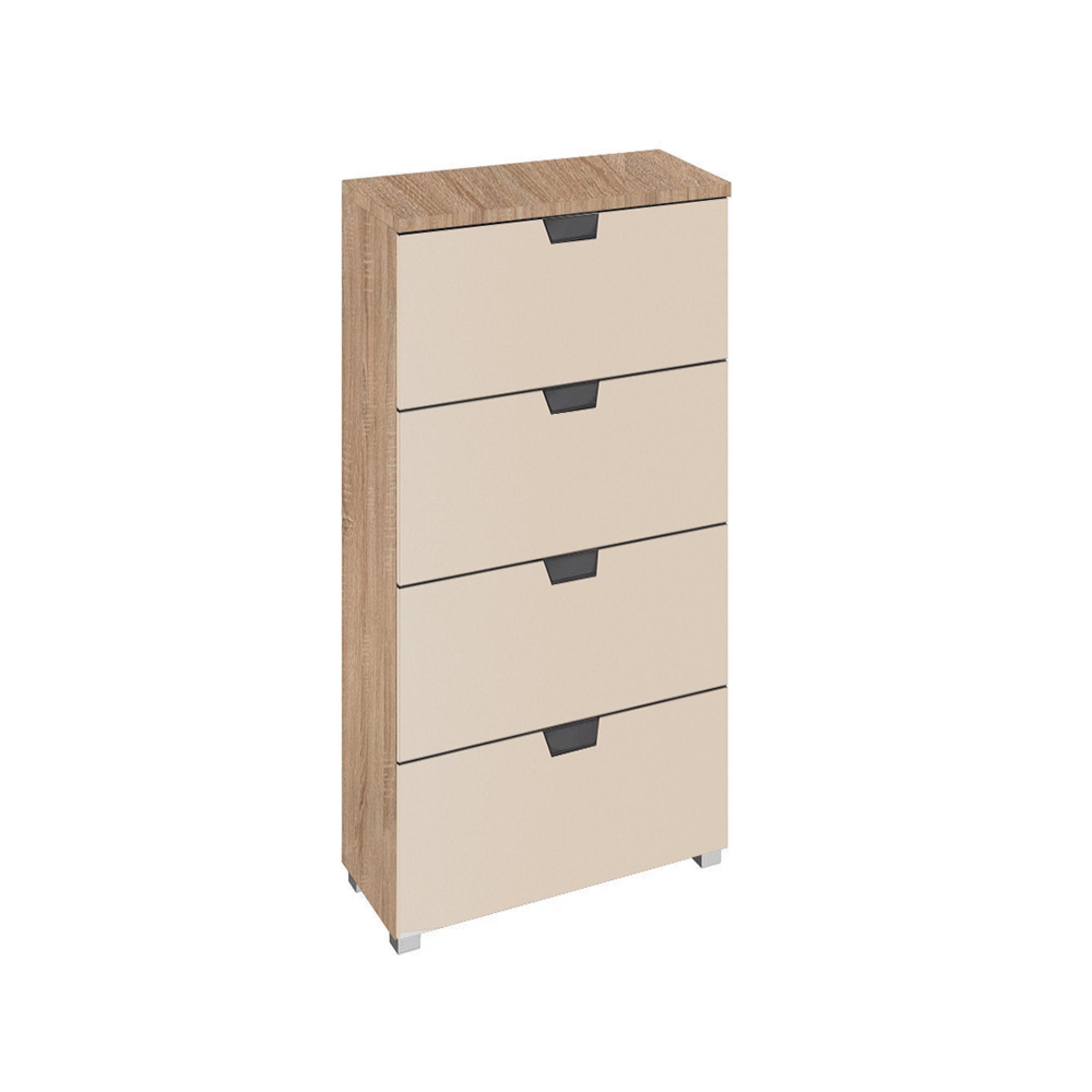 Aditio Narrow Chest - 4 Drawer - Sonoma Oak & Champagne
