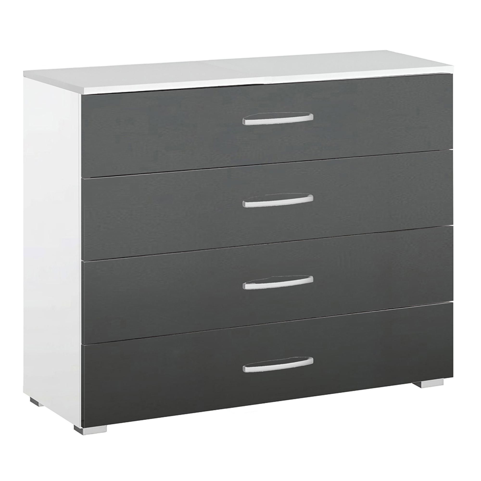 Alegro Chest - 4 Drawer - Alpine White & Metallic Dark Grey