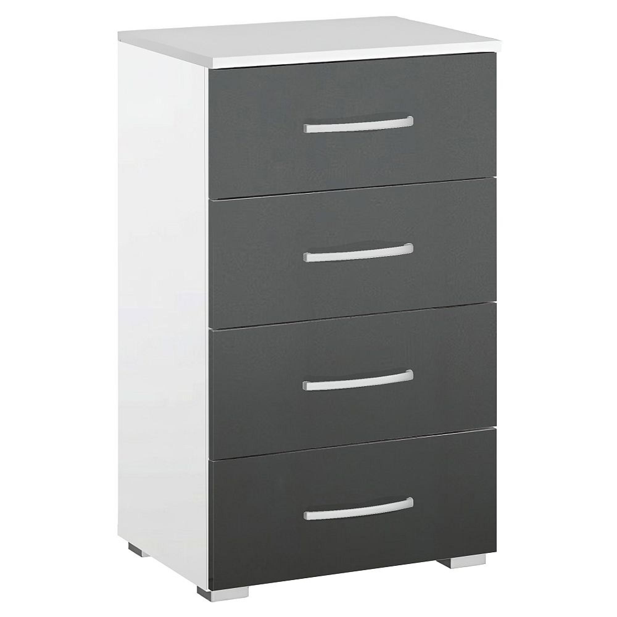 Alegro Narrow Chest - 4 Drawer - Alpine White & Metallic Dark Grey