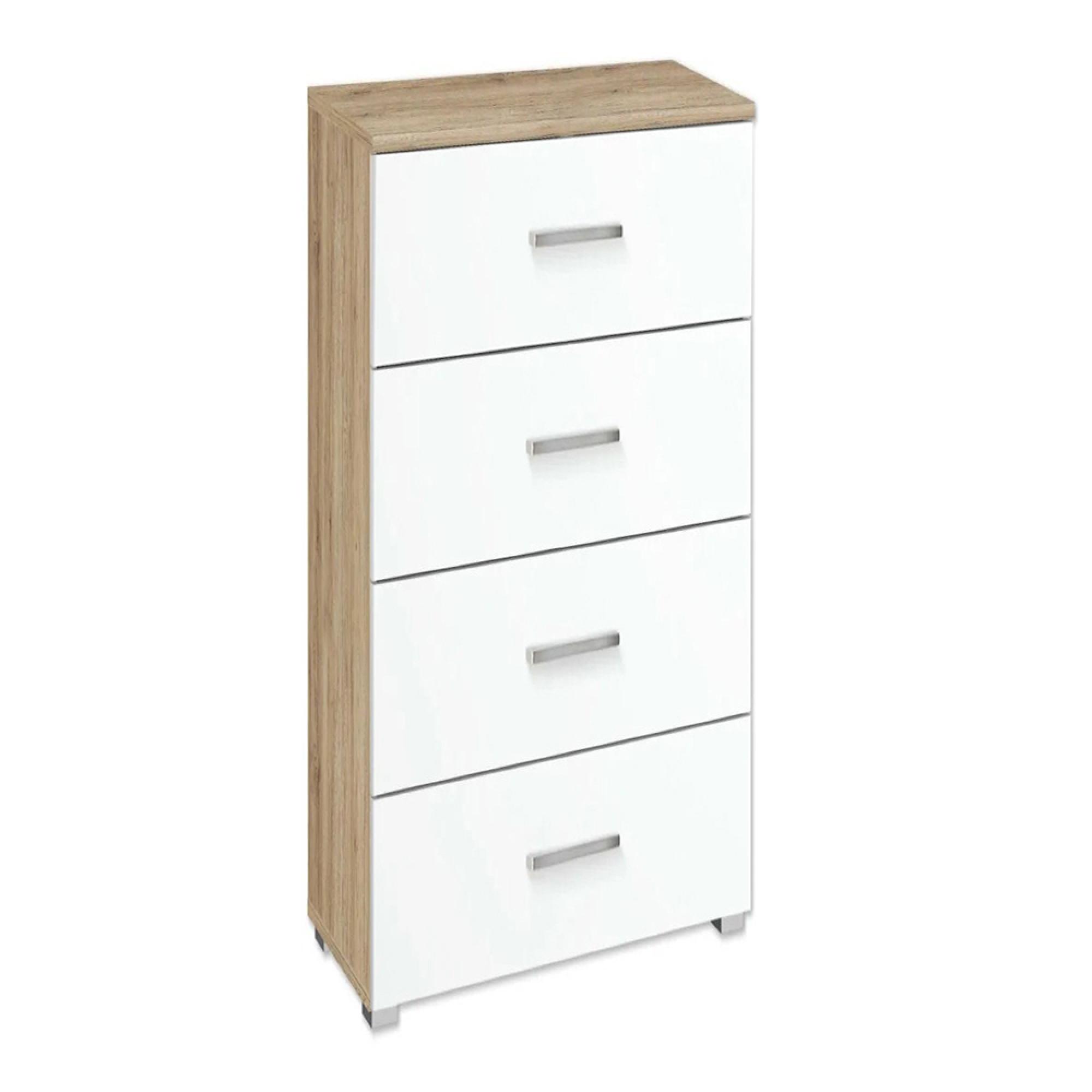 Alvor Narrow Chest - 4 Drawer - Sonoma Oak & Alpine White
