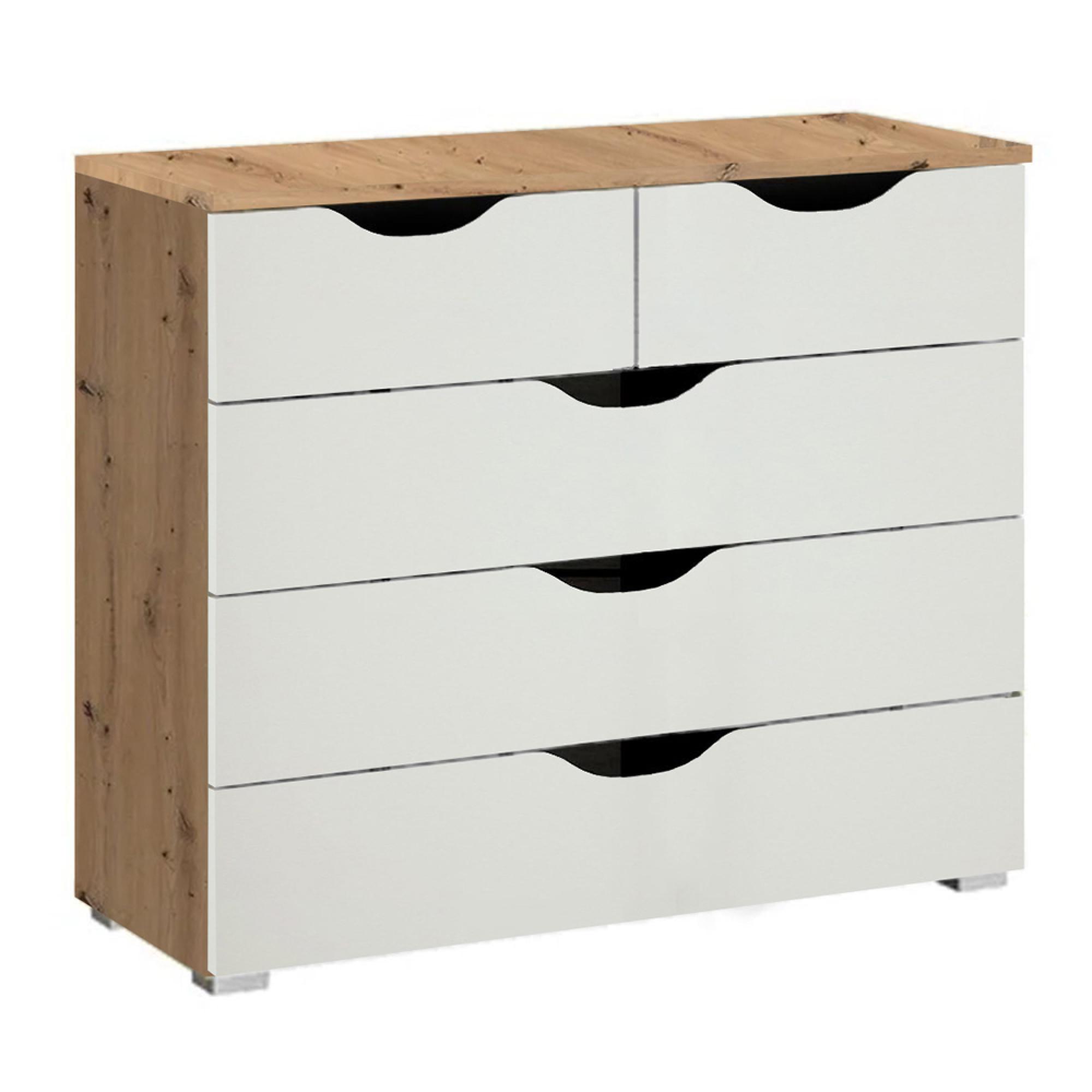Arnstein Chest - 3+2 Drawer - Artisan Oak & Alpine White