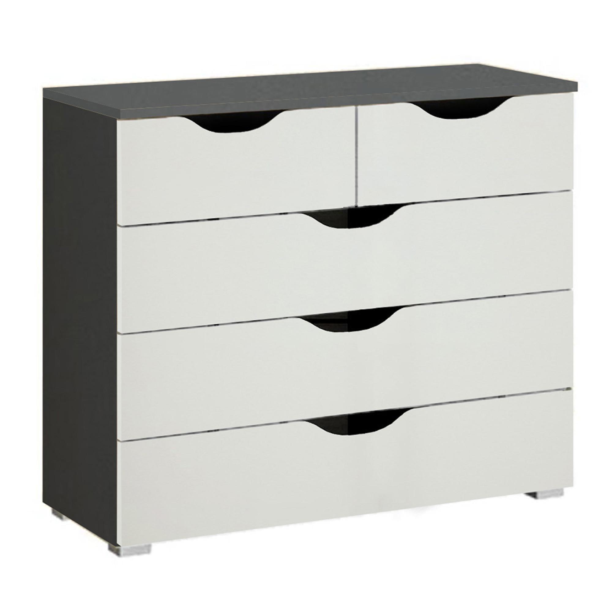 Arnstein Chest - 3+2 Drawer - Metallic Dark Grey & Alpine White