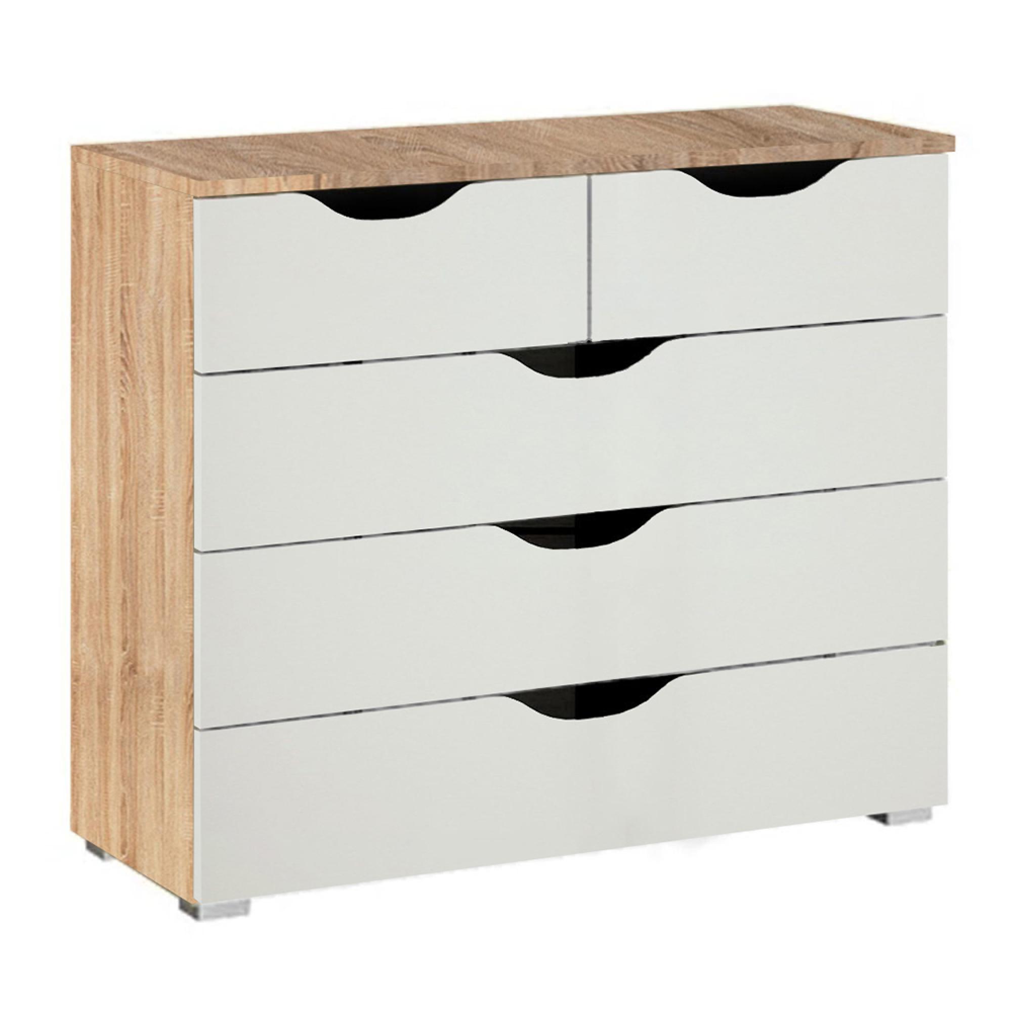 Arnstein Chest - 3+2 Drawer - Sonoma Oak & Alpine White