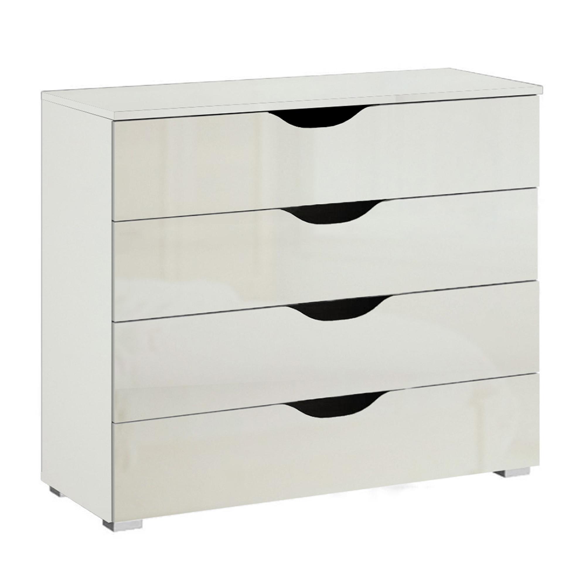 Arnstein Chest - 4 Drawer - Alpine White & White High Gloss