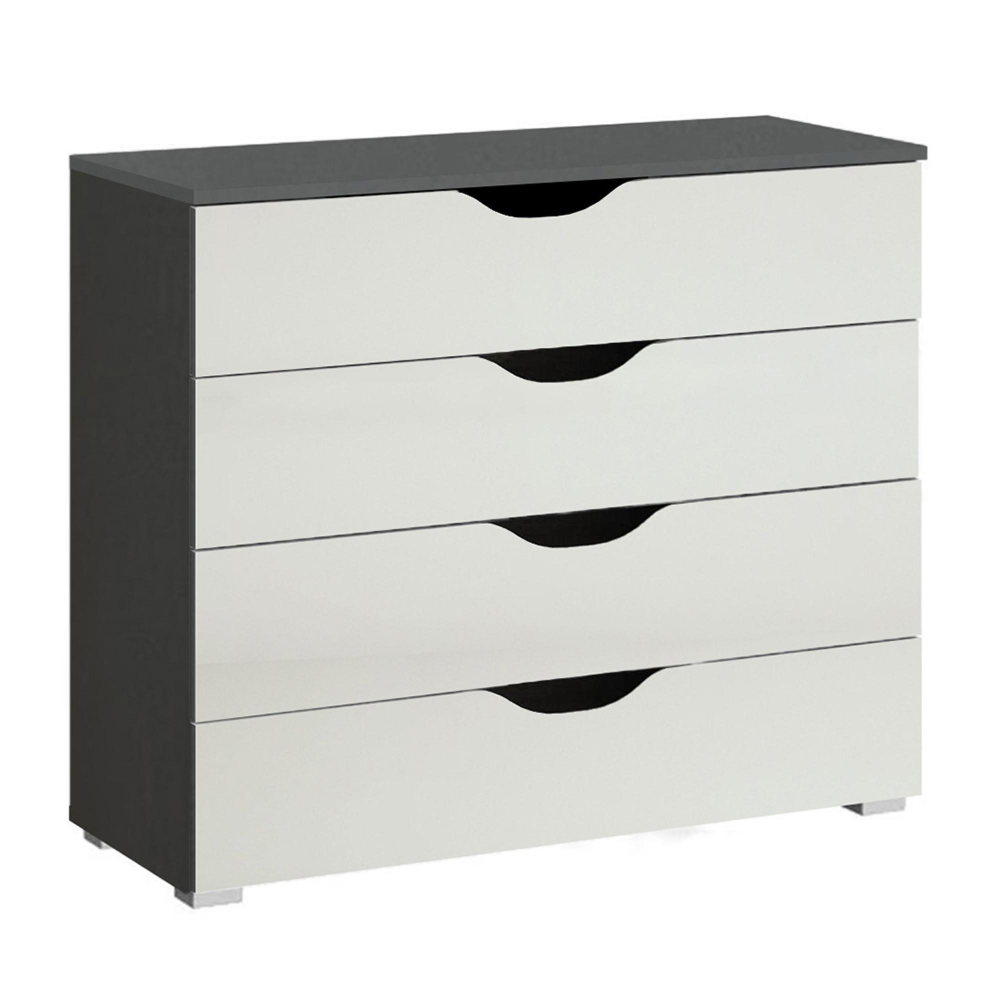 Arnstein Chest - 4 Drawer - Metallic Dark Grey & Alpine White