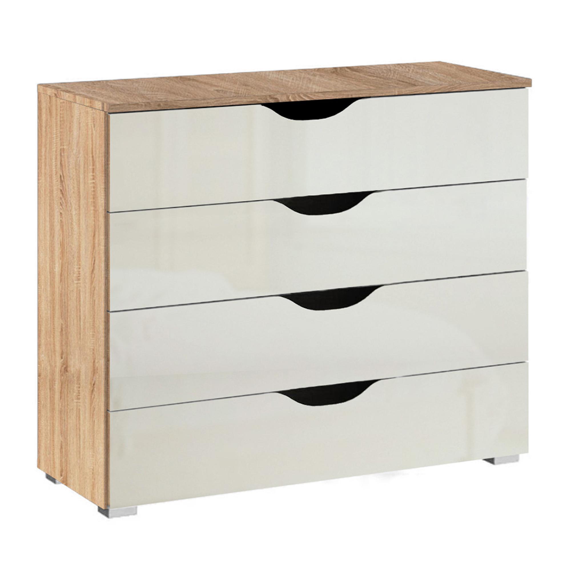 Arnstein Chest - 4 Drawer - Sonoma Oak & White High Gloss