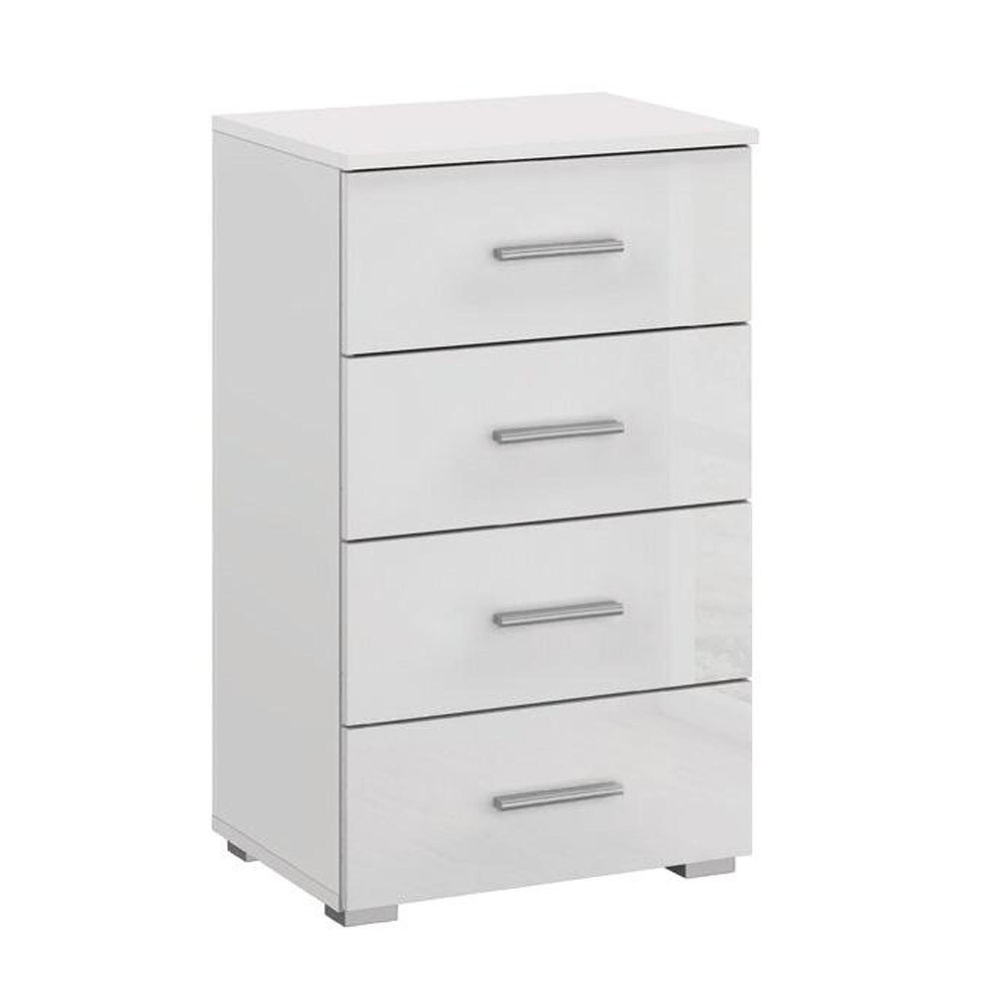 Elegant4you Narrow Chest - 4 Drawer - Alpine White & White High Gloss
