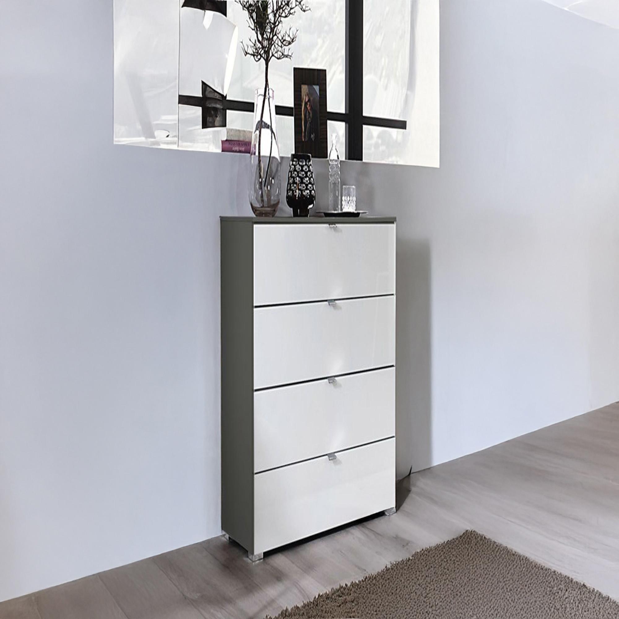 Erimo Narrow Chest - 4 Drawer - Graphite & Crystal White Glass