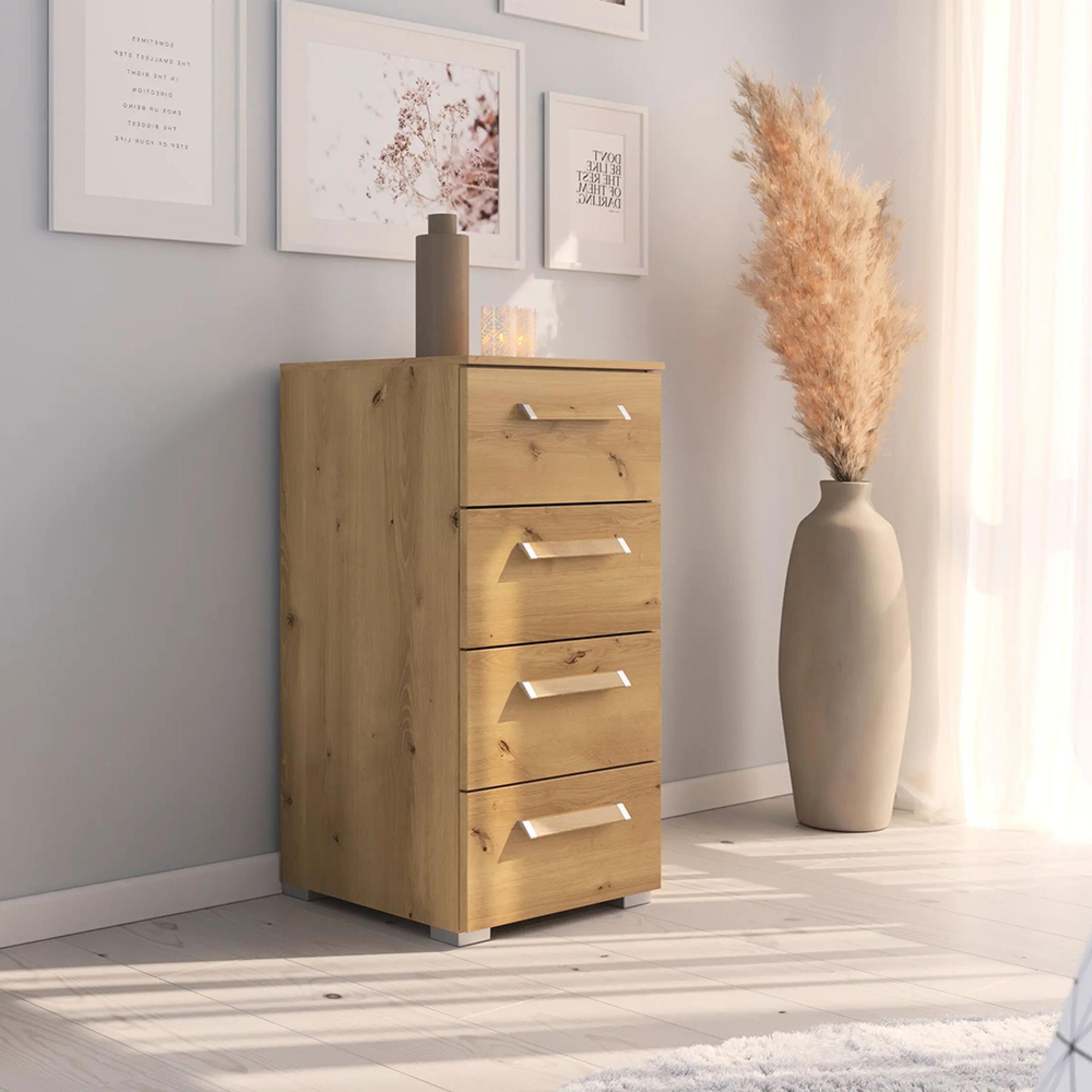 Evelyn Narrow Chest - 4 Drawer - Wild Oak