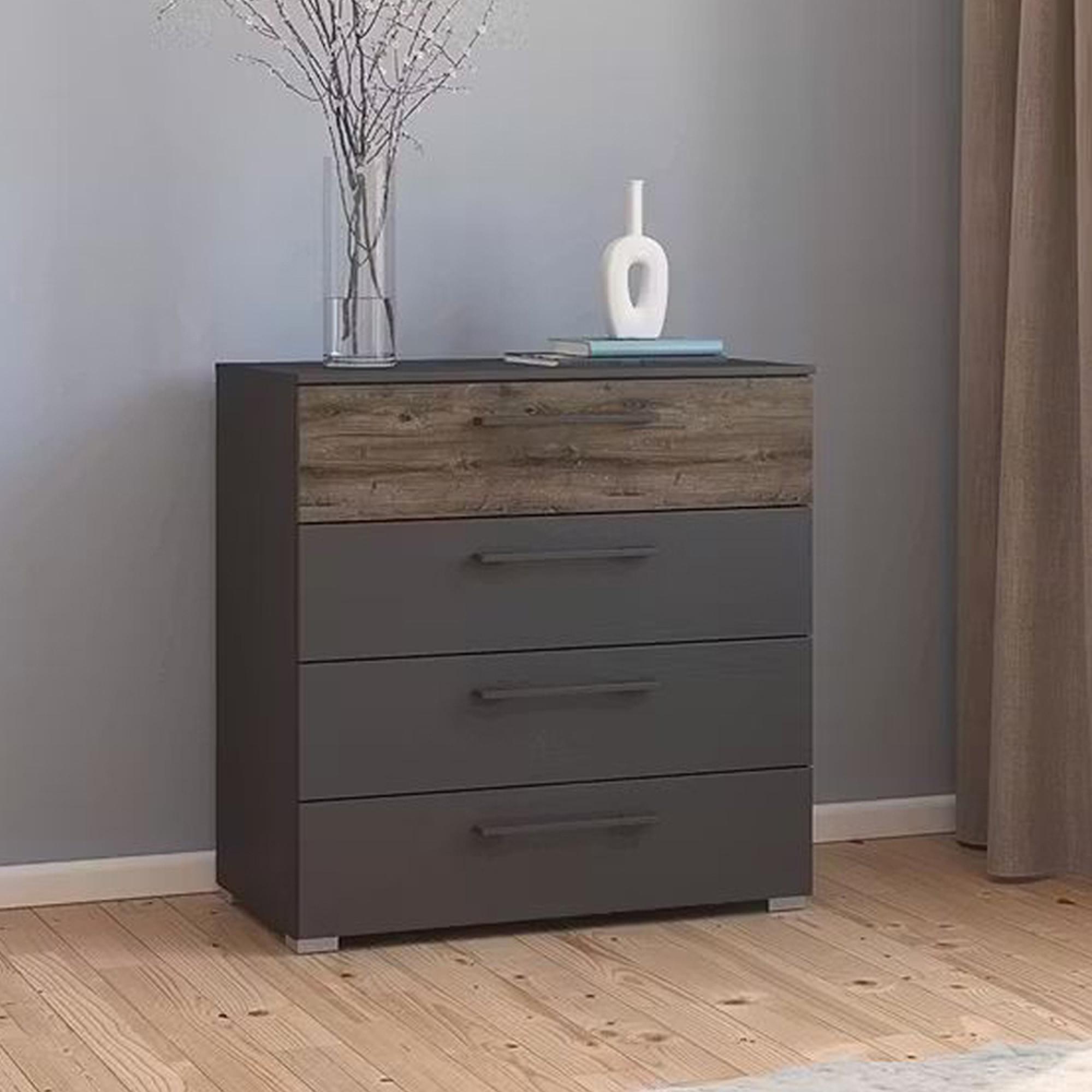 Luana Chest - 4 Drawer - Graphite & Atlantic Dark Oak