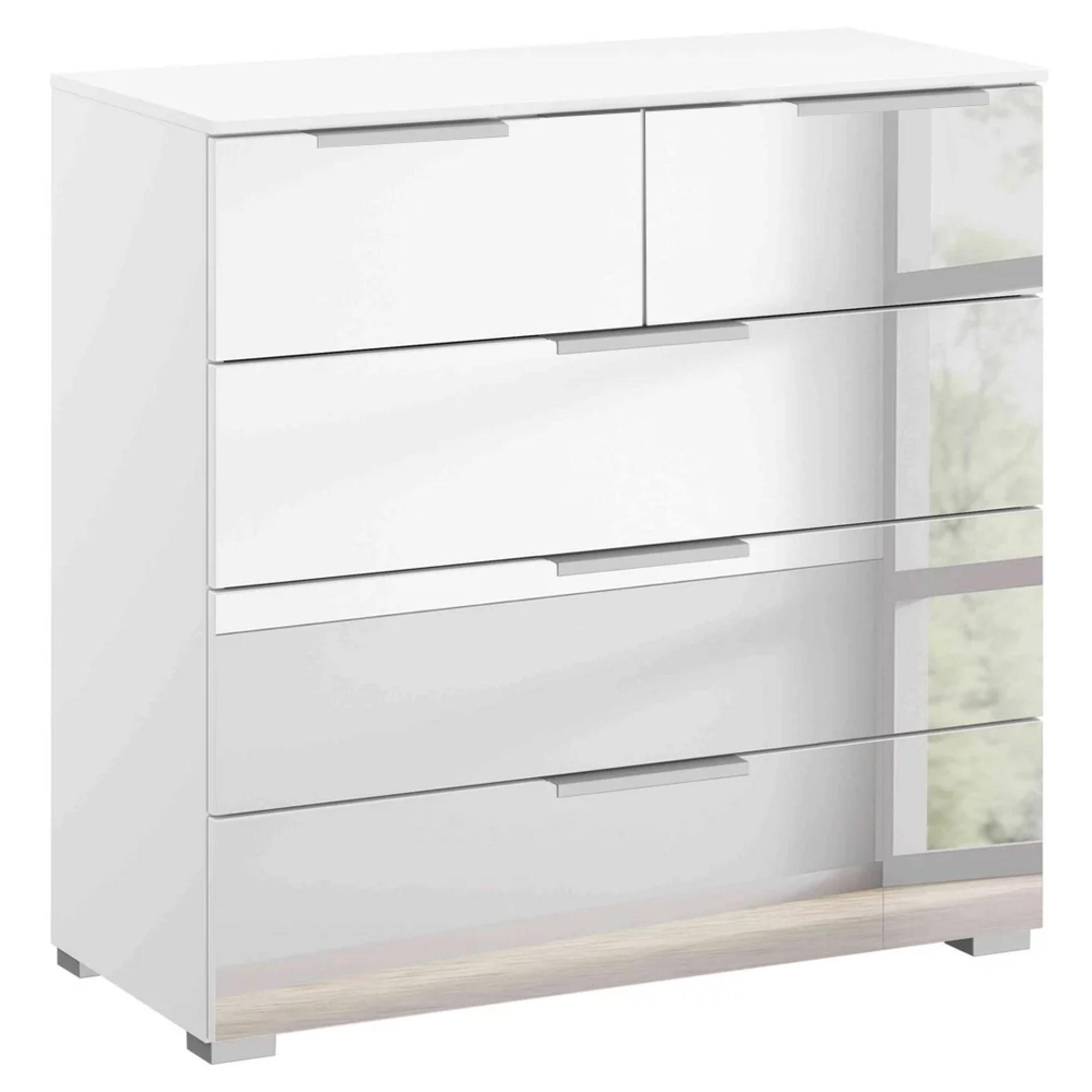 Miramar Mirrored Chest - 3+2 Drawer - Alpine White