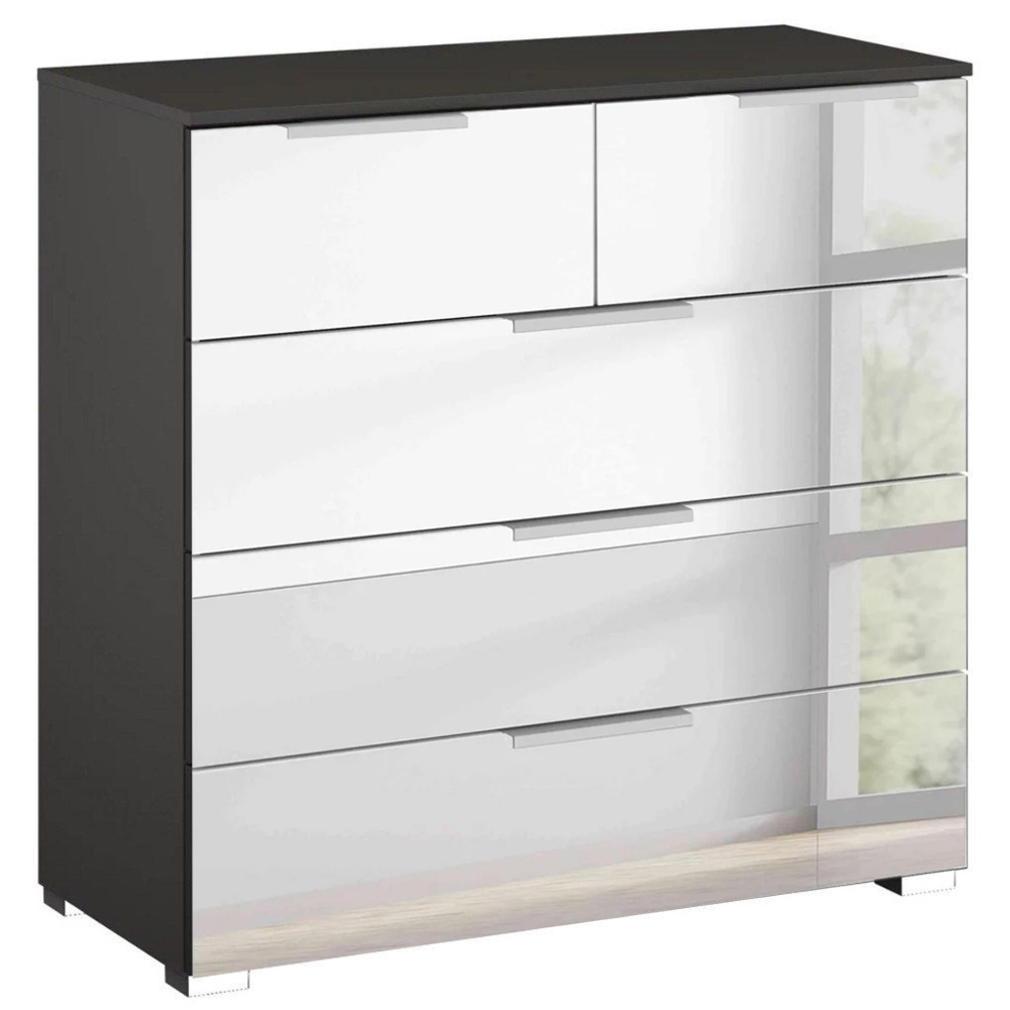 Miramar Mirrored Chest - 3+2 Drawer - Graphite