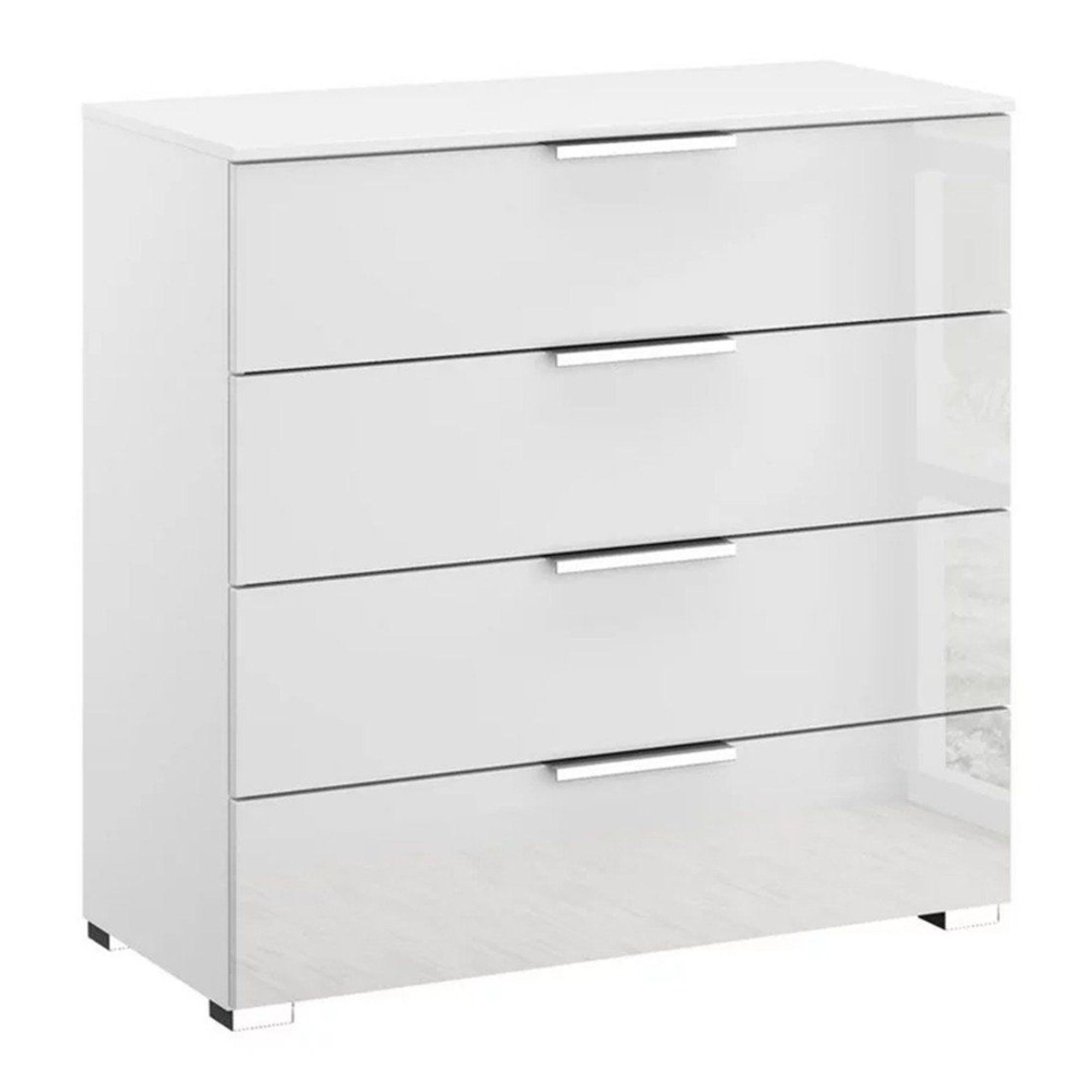 Miramar Chest - 4 Drawer - Alpine White & Crystal White Glass